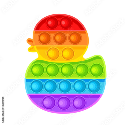 Pop It is a set of fidgets. Antistress. Toy icon, trendy toy. Duck. Vector illustration isolated on white background.