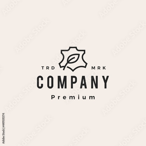 vegan leather leaf vegetable tanned hipster vintage logo vector icon illustration
