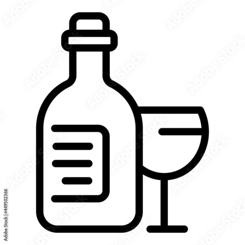 French wine icon outline vector. Food bottle. Champagne glass