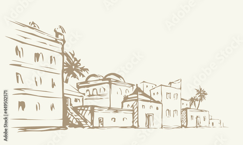 Ancient Arabic city. Vector drawing