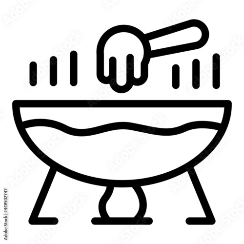 Hot french cheese icon outline vector. Fondue liquid. Food sauce
