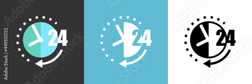 24 hour icon set. 24 hour vector logo icon. Minimal style graphic element.