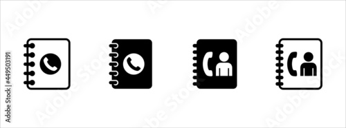 Contact phone book icon vector set. Telephone book simple flat illustration symbol.