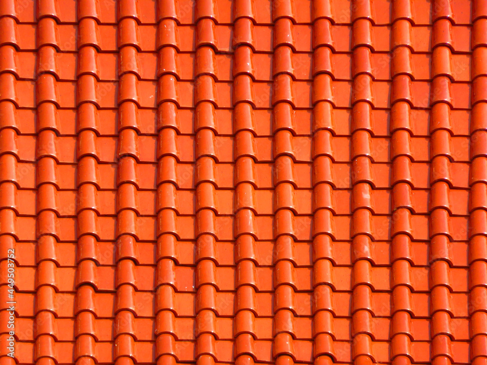 Roofing texture. Red and orange corrugated tile element of roof. Seamless pattern. Roofing texture. Red and orange corrugated tile element of roof. Seamless pattern.