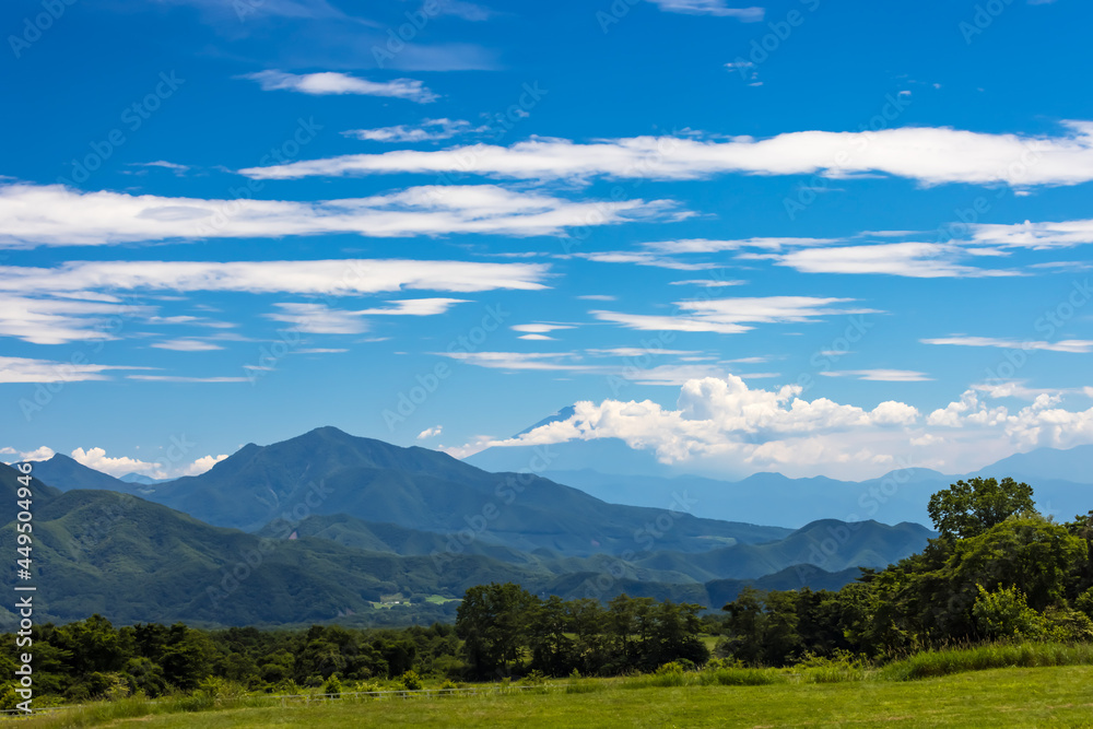 (山梨県ｰ風景)清里の牧場から望む富士山側風景２