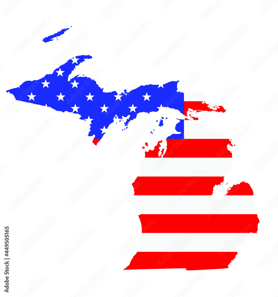 Michigan state map vector silhouette illustration. United States of ...