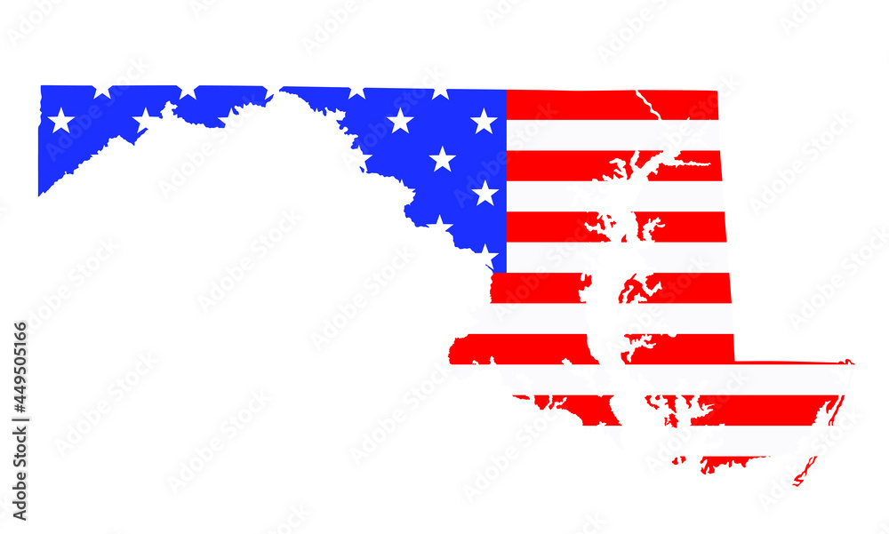 Maryland state map vector silhouette illustration. United States of ...