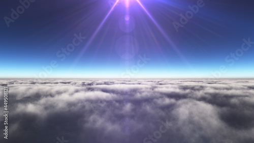 Above clouds sun ray, 3d rendering © aleksandar nakovski