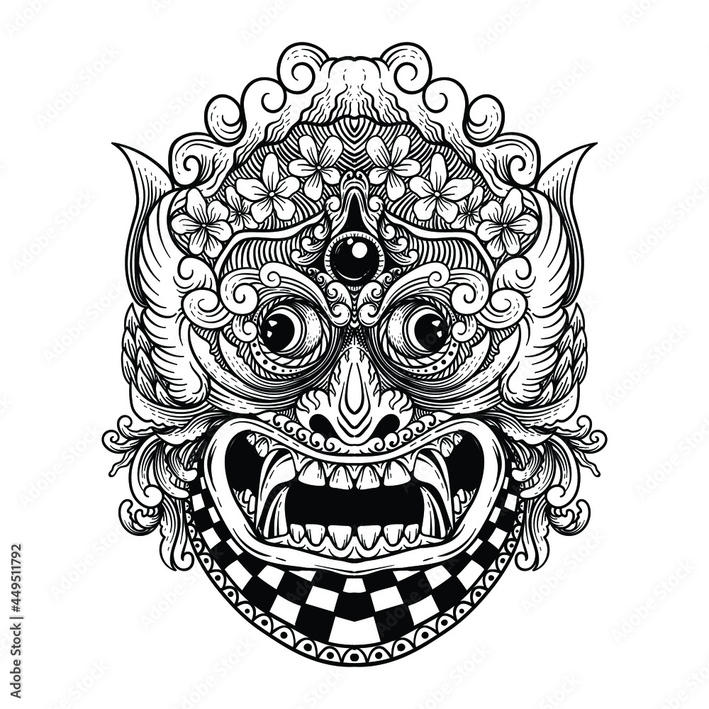 Tattoo Tshirt Design Rangda Barong Bali Stock Vector (Royalty Free)  1629640321 | Shutterstock