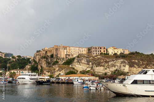 Tropea, Calabria, Italy - June 23, 2019: View of the port of the small southern Italian town of Tropea