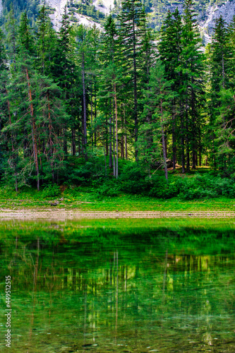 beautiful emerald color lake in the mountains