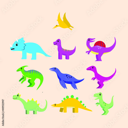 Cute set dinosaur vector illustration for birthday banner and kids friendly