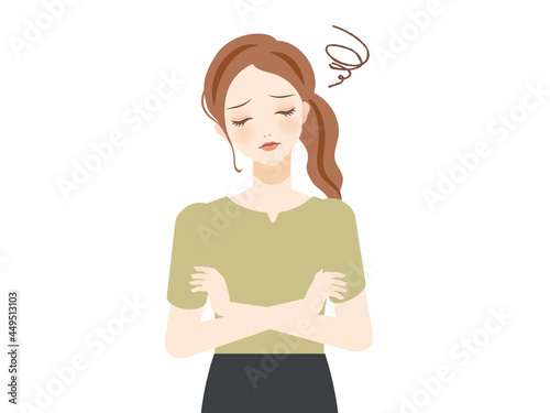 悩む私服女性