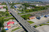 Aerial view on Permyakova street. Tyumen. Russia
