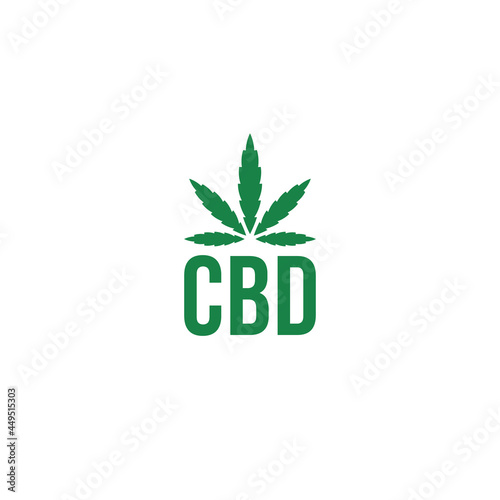 Letter CBD and Cannabis Leaf logo or icon design