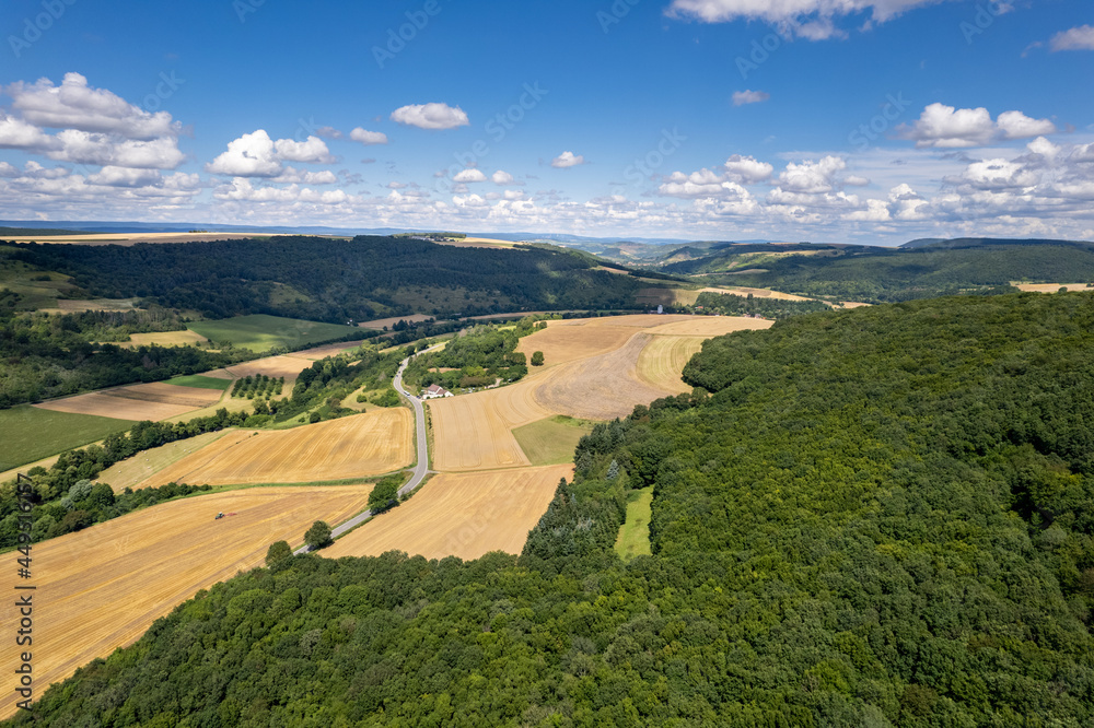 Aerial view of a landscape in Rhineland-Palatinate, Germany