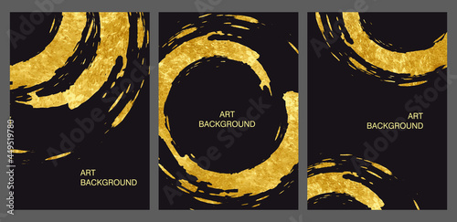 large set of poster design with gold. vector set of black and gold templates for design. Perfect for posters, business cards, personalized brands.