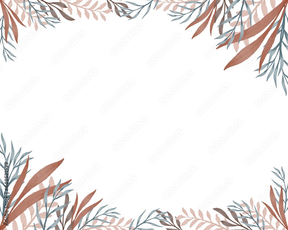 simple white background with brown and blue wildplant border for greeting and wedding card simple white background with brown and blue wildplant border for greeting and wedding card