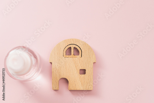 Wooden house model with the...
