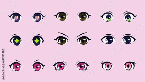 Set of anime eyes illustration design