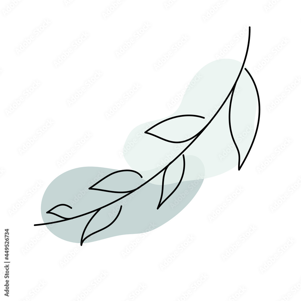 Fototapeta premium Vector abstract leaf illustration using for logo, wedding, stories, posters. Minimal modern leaves art. Doodle Leaves art with spot. Botanical vector logo print.