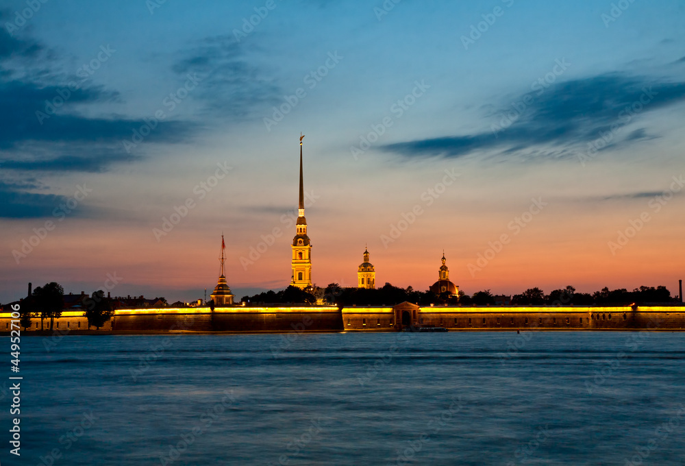 Peter and Paul Fortress at white night