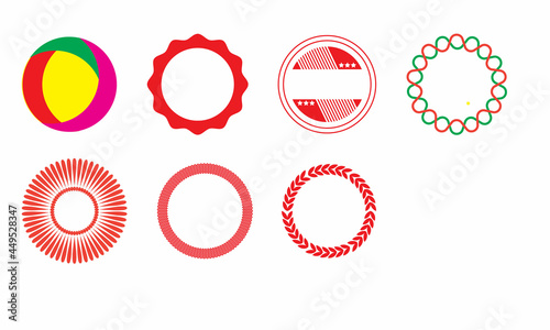 Empty blank labels or circular stamps set of seven vectors