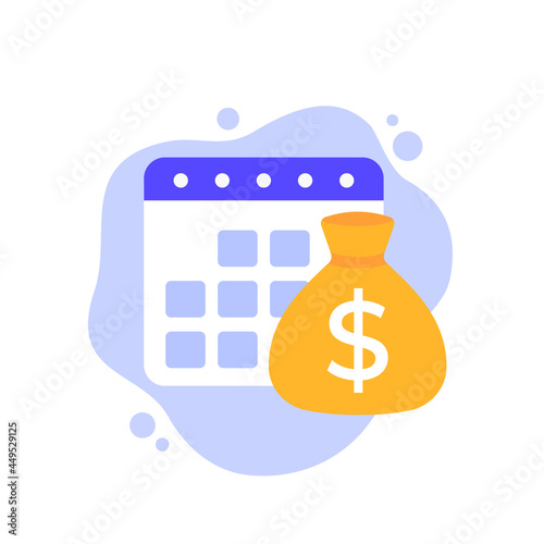 deposit period, money and calendar, vector illustration
