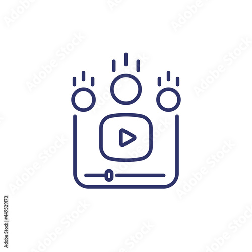 Video monetization icon, line vector