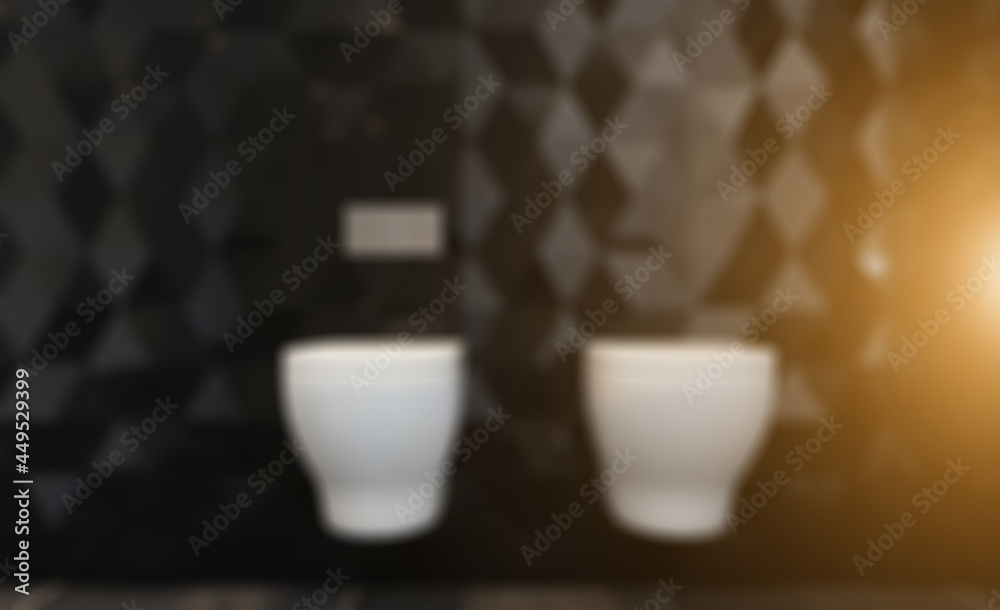 Abstract  toilet and bathroom interior for background. 3D rendering.. Sunset.. Abstract blur phototography