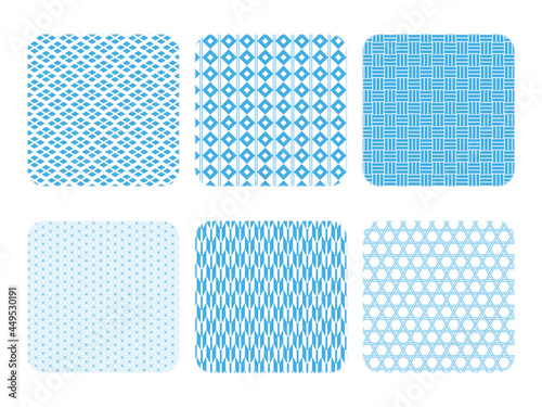 背景素材 シンプルな和柄のスウォッチセット 水色