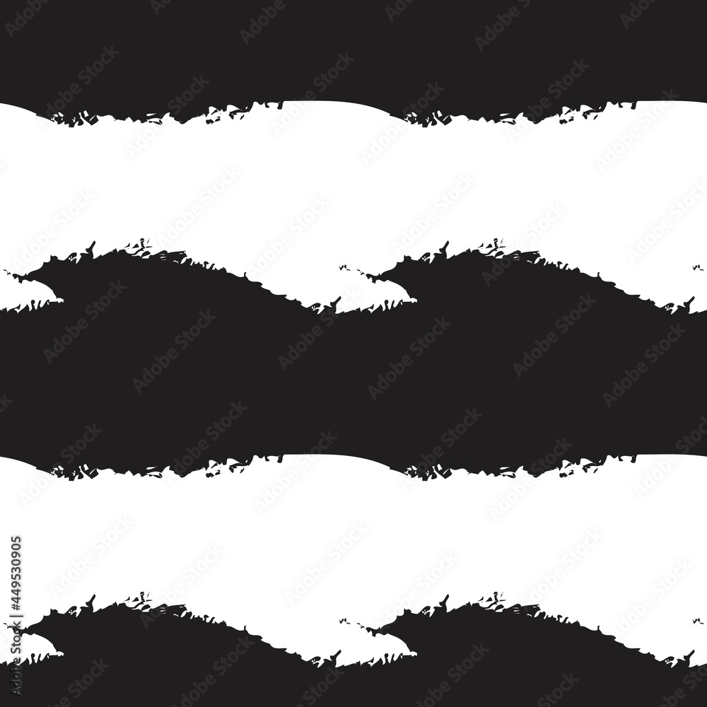 Black and White Brush Stroke Fur Seamless Pattern