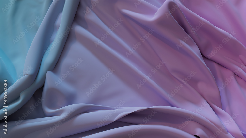 Pink and Cyan Textile Wallpaper with Ripples. Multicolored Luxury Surface Texture. Pink and Cyan Textile Wallpaper with Ripples. Multicolored Luxury Surface Texture.