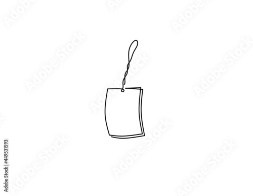 Continuous line drawing of shopping tag, object one line, single line art, sale, label design, vector illustration