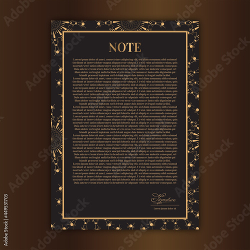 Notepaper Template Golden Luxury Style