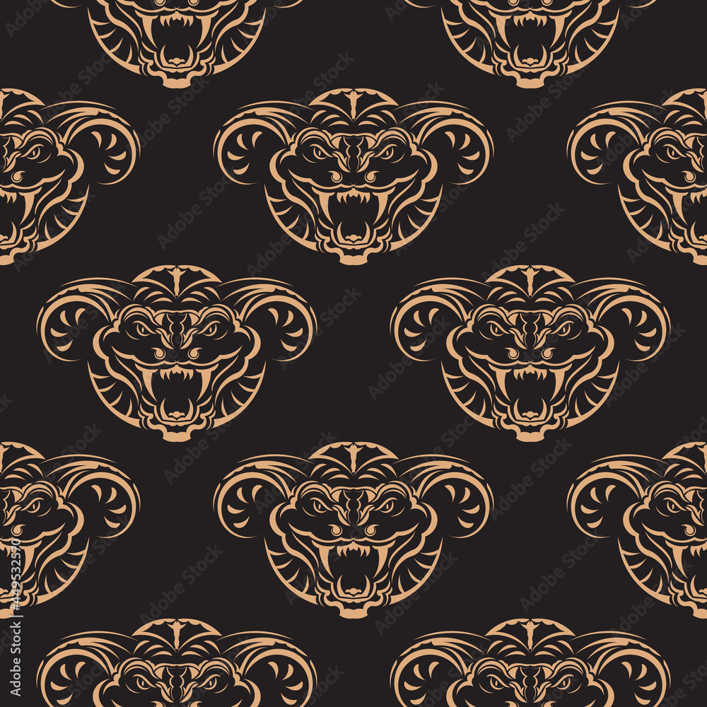 Naklejka premium Seamless pattern with snake faces. Good for backgrounds, prints, clothing and textiles. Vector illustration.