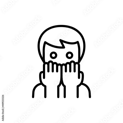 Phobia, anxiety, panic attack thin line icon: scared man. Mental disorder. Vector illustration.