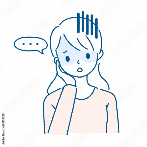 ブレインフォグ・言葉が出てこない女性のイラスト