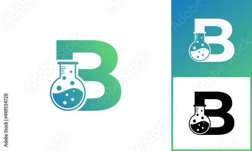 Letter B with Abstract lab logo. Usable for Business, Science, Healthcare, Medical, Laboratory, Chemical and Nature Logos.