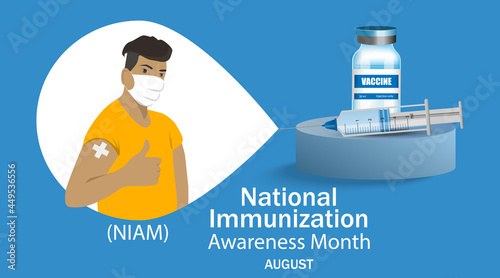 National Immunization Awareness Month vector banner.Vaccination concept.August.
