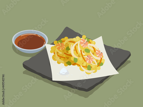 エビと豆のかき揚げベクターイラスト素材
