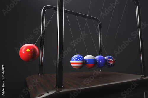 Quadro su tela Geopolitical and economic interaction of world countries illustration