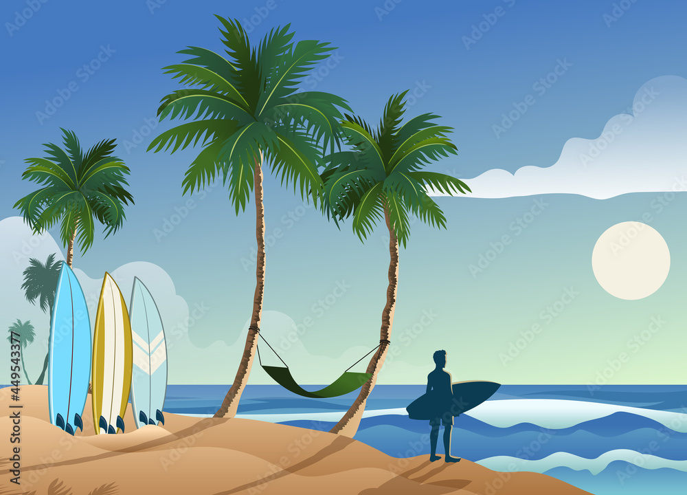 tropical beautiful surfing beach