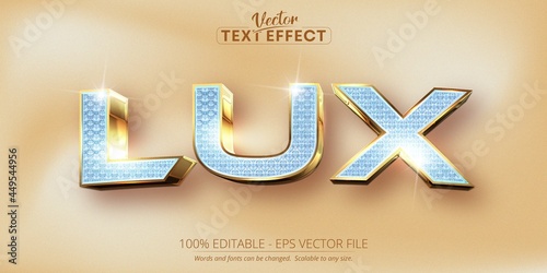 Lux text, shiny diamond textured and shiny gold style editable text effect photo
