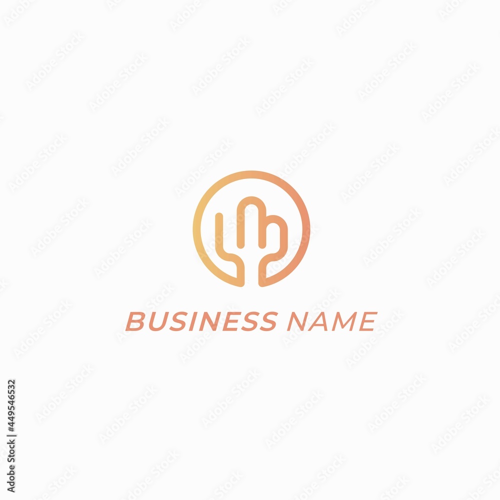 design logo creative line cactus circle