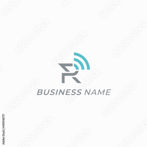design logo letter R and wifi network