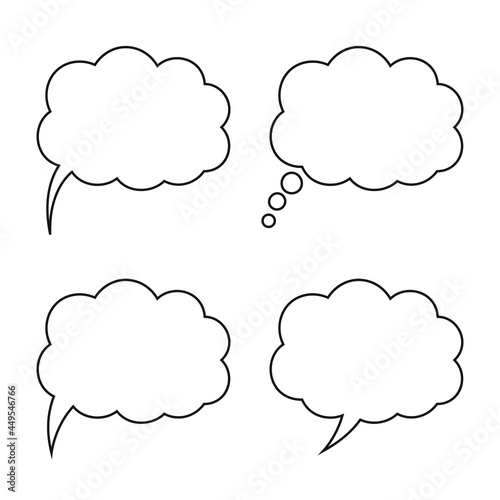 Speech or think bubble, empty communication cloud. Vector design element.