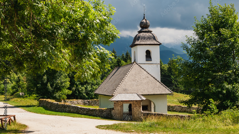 Fototapeta premium Saint Catherine Church in Zasip near Bled, Slovenia