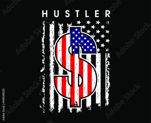 hustle money dollar t shirt design graphic vector  photo