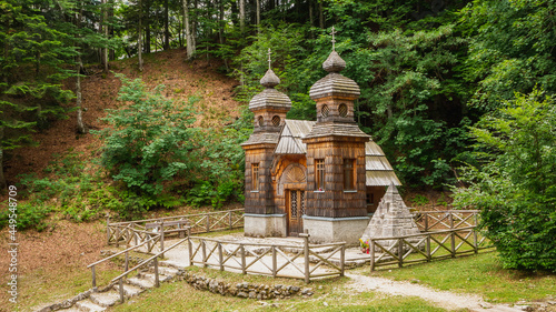 Russian orthodox chapel in Vrsic Pass, Triglav, Slovenia photo